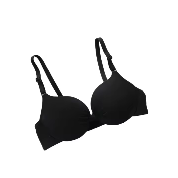 Sujetador de algodón sin aros con escote en V profundo para mujer, sostén ajustado con lazo, pechos recogidos ajustables, ropa interior push-up para uso diario - 1
