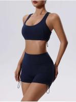 Fierss Conjunto de Yoga, Tre de Gimnasio de Color sólido, Transpirable, Secado rápido, Ropa de Entrenamiento Deportiva para Correr para Mujer, 2 Piezas - details 9