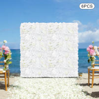 Paneles de flores artificiales para fiesta, Hortensia de rosas blancas, decoración de fondo de boda, 6 piezas, 40x60 Cm - details 0