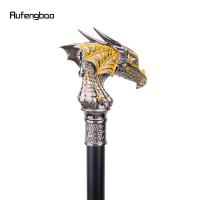 Bastón de paseo de lujo con cabeza de dragón dorada y negra, bañador decorativo de moda elegante para caballeros - details 6