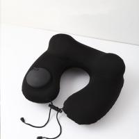 Almohada de viaje inflable en forma de U, cojín de soporte para el cuello con presión suave de la mano, con bolsa de almacenamiento, almohadilla para reposacabezas para ahorrar espacio, coche - details 4