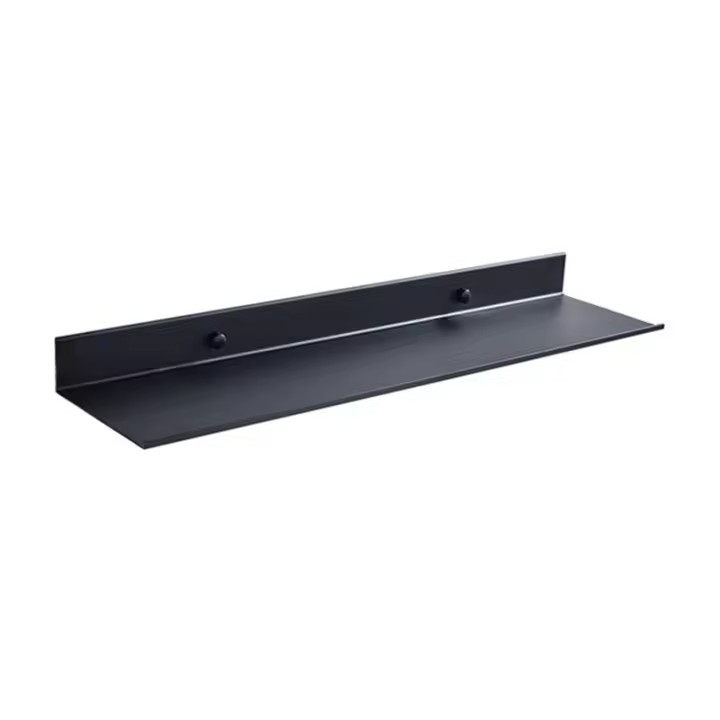 Estante flotante de pared para cocina y baño, estante de almacenamiento con espejo, estantes de esquina de ducha de Metal, organizador de armario para el hogar, color negro - 1