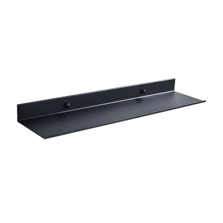 Estante flotante de pared para cocina y baño, estante de almacenamiento con espejo, estantes de esquina de ducha de Metal, organizador de armario para el hogar, color negro - 1