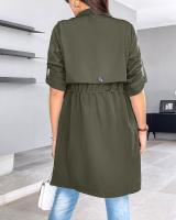 Ropa de mujer 2025 Otoño e Invierno moda suelta Color sólido manga enrollable chaqueta cortavientos de longitud media - details 5