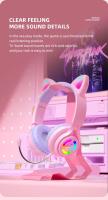 Auriculares con orejas de gato y luz LED RGB para niños y niñas, cascos inalámbricos con Bluetooth 5,3 para juegos, PC - details 11