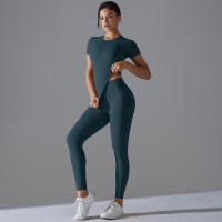 Conjunto Deportivo de Cintura Alta Top de Yoga y Pantalones Equipo Deportivo y Moda - details 18