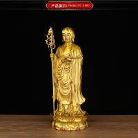 Adorno de Bodhisattva de pie Jiuhuashan tierra rey tibetano estatua de Buda de bronce artesanías de decoración del hogar - details 2