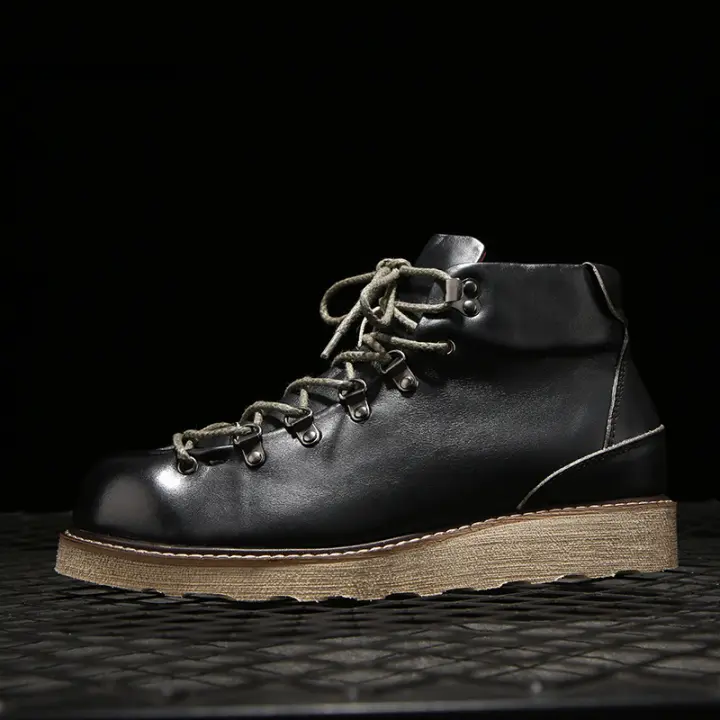 Cuero genuino versátil estilo británico medio ayuda primera capa de cuero de vaca tendencia retro herramientas botas - 1