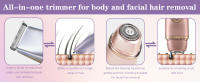 Afeitadora eléctrica 2 en 1 para mujer - Recortadora de bikini de doble cabezal - Uso húmedo y seco - Recortadora de vello corporal y removedor de vello facial para bikini, pierna axilar, área privada, brazo, cuerpo, cara - details 1