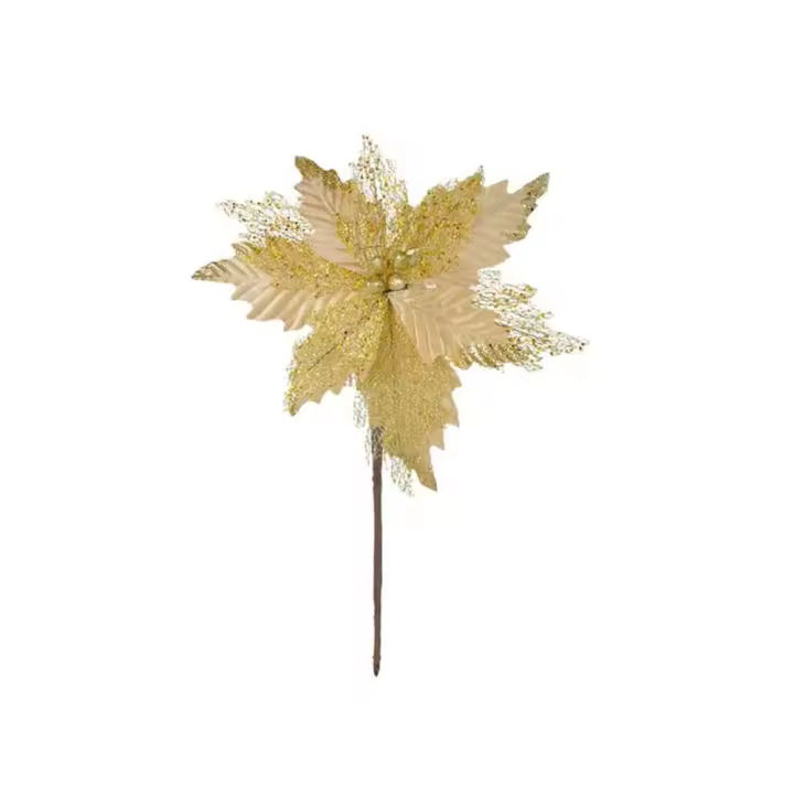 Creativo con tallo flores artificiales de Navidad brillantes hechas a mano flor de lentejuelas simuladas DIY adornos de árbol de Navidad Año Nuevo - 1