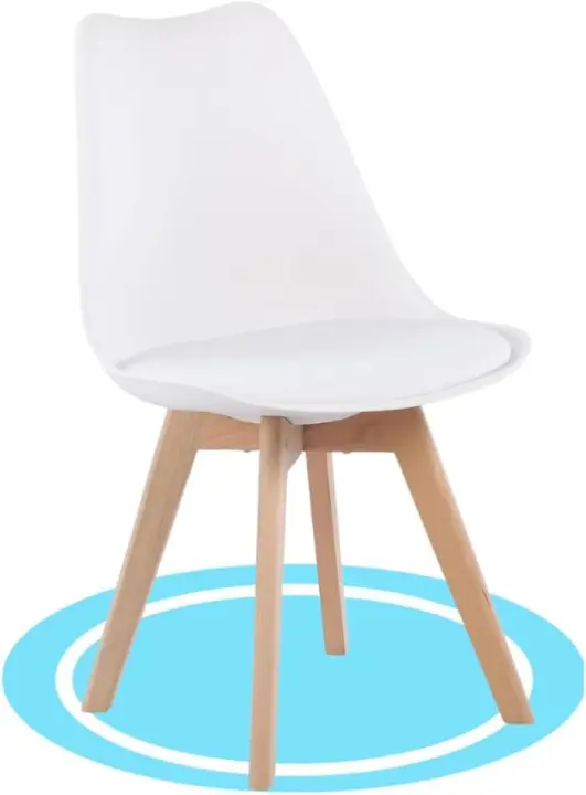 Sillas de Comedor, Sillas de Cocina Nórdicas con Asiento Blando, Tapizado y Patas de Madera de Haya Resistente, Blanco, 2 Sillas - 1