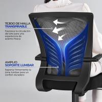 Silla de Oficina con Función de Inclinación, con Soporte Lumbar y Diseño Mariposa para Estudio, Carga Máxima 136kg, Negro - details 4