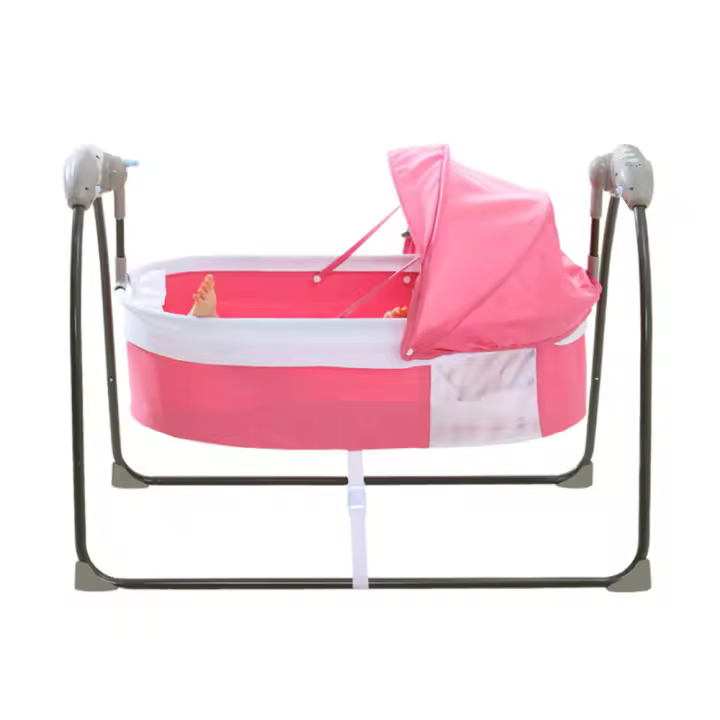Columpio eléctrico para bebé, cuna con Bluetooth, rebotador de música, silla de columpio automático, balancín remoto con cama de cortina, azul - 1