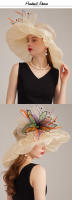 Sombreros de Verano para Mujer con Plumas y Flores en Organza y Poliéster Estilo Derby para Bodas y Té de Lujo - details 0