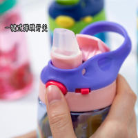 Botella de agua con pajita de silicona y tapa a prueba de derrames para niños, taza de dibujos animados de dinosaurio lindo, botella portátil escolar sin BPA - details 3