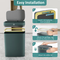 2 uds. Cubo de basura inteligente, cubo de inducción con Sensor eléctrico para el hogar, automático, para baño y cocina, 36L(18L + 18L) - details 8