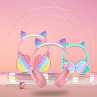 Auriculares inalámbricos de burbujas de descompresión, audífonos con orejas de gato, bonitos auriculares de música estéreo HIFI con luz Flash, Soporte para tarjeta TF/AUX/FM, reproducción con micrófono - details 4