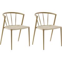 Pack de 2 Sillas de Comedor con Asiento de Cuerda de Papel Sillas de Cocina Apilables Estilo Moderno Carga 120 kg 51x51x71 cm Roble y Crema - details 0