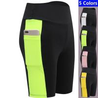 Pantalones deportivos ajustados para correr, pantalones cortos para yoga y ciclismo, cinco pantalones deportivos para mujer, pantalones cortos elásticos de cintura alta con bolsillo para teléfono 2025 - details 1