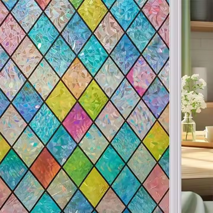 Película decorativa holográfica de privacidad para el hogar, bloqueador solar UV, estática, Cg, para cubrir ventanas - 1