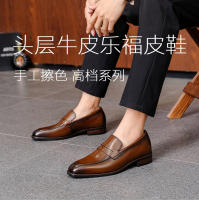 Primera capa de cuero de vaca, zapatos perezosos de un pedal, zapatos casuales de cuero, mocasines. - details 0