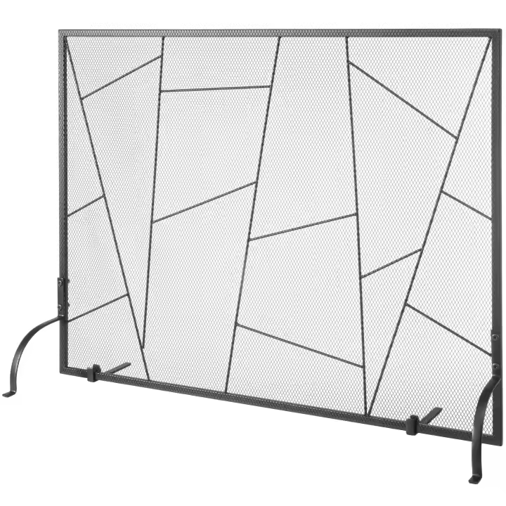 SucceBuy Pantalla para chimenea, protector contra chispas de malla de hierro de 906x720 mm, rejilla de valla contra incendios independiente para sala de estar - 1