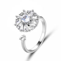 Anillo giratorio de flor de molino de viento con copos de nieve de circonio de cristal a la moda para mujeres y niñas, joyería para fiesta, regalo antiestrés - details 7