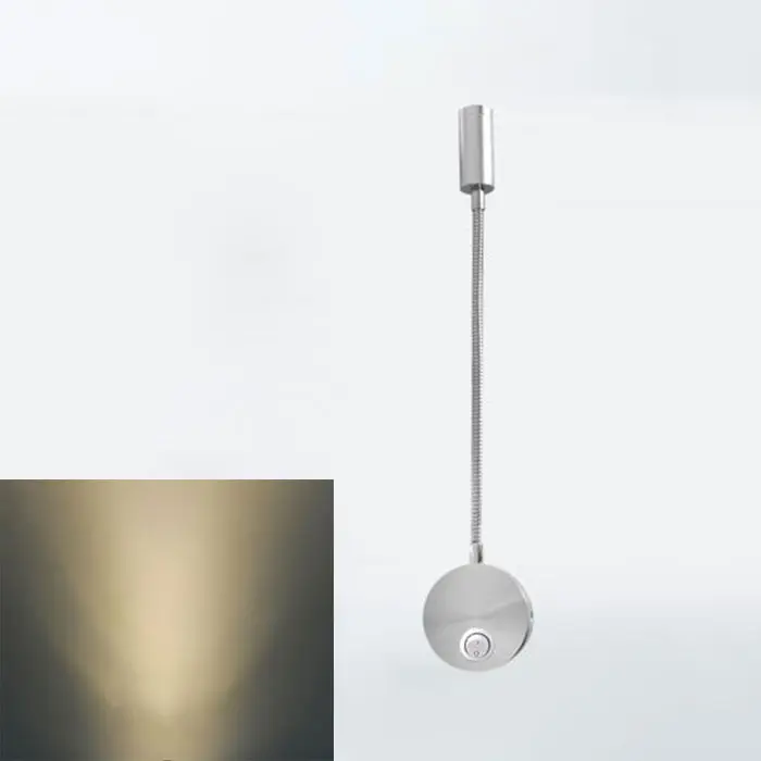 Luz Led de pared Flexible con cuello de cisne, candelabro moderno con cable, iluminación para dormitorio, luminaria de lectura, iluminación de aluminio, 3W - 1