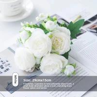 Flores Artificiales de Seda Blanca 2PCS Peonías para Decoración de Vase de Hogar, Ramo Navideño, Boluo de Boda, Accesorios de Fiesta - details 5