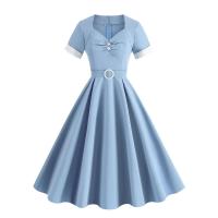 Vestido Retro de Cintura Alta con Botones de Frente Vestido de Swing Elegante para Mujeres - details 12