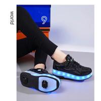 Zapatos de patín de 2 ruedas para mujer, zapatos de tendencia para niña con LED retráctil, zapatillas informales de doble propósito con ruedas - details 18