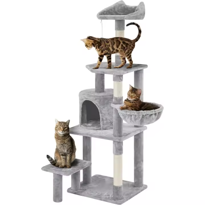 Arbol de Gatos con Plataforma Torre y Nido Ideal para 1-3 Gatos Medianos Tamaño 48.5x40.5x145 cm - 1