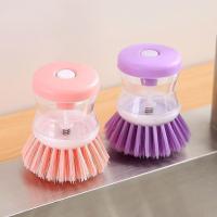 Plato para olla de lavado de cocina con relleno de líquido al presionar no daña la sartén, dispensador automático de cepillo de limpieza - details 23