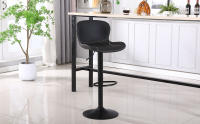 Taburetes Altos de Cocina, Taburete de Bar Regulable en Altura en Cuero PU, Taburete Alto con Respaldo y Reposapiés, Taburete Cocina Giratorio, Moderno, Blanco, Negro - details 3