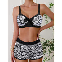 Nuevo traje de baño de dos piezas, bikini estampado de talla grande, traje de baño para mujer - details 15