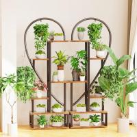 Estantería de Hierro Forjado de 2 Piezas Macetas de 6 Niveles con 2 Ganchos Soporte para Decoración de Sala Jardín Balcón - details 2