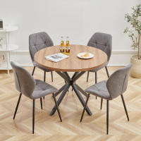 Mesa redonda nórdica de madera maciza con tapa de madera y marco de acero, mesas de centro, sala de estar, oficina, muebles para el hogar, 100CM - details 4