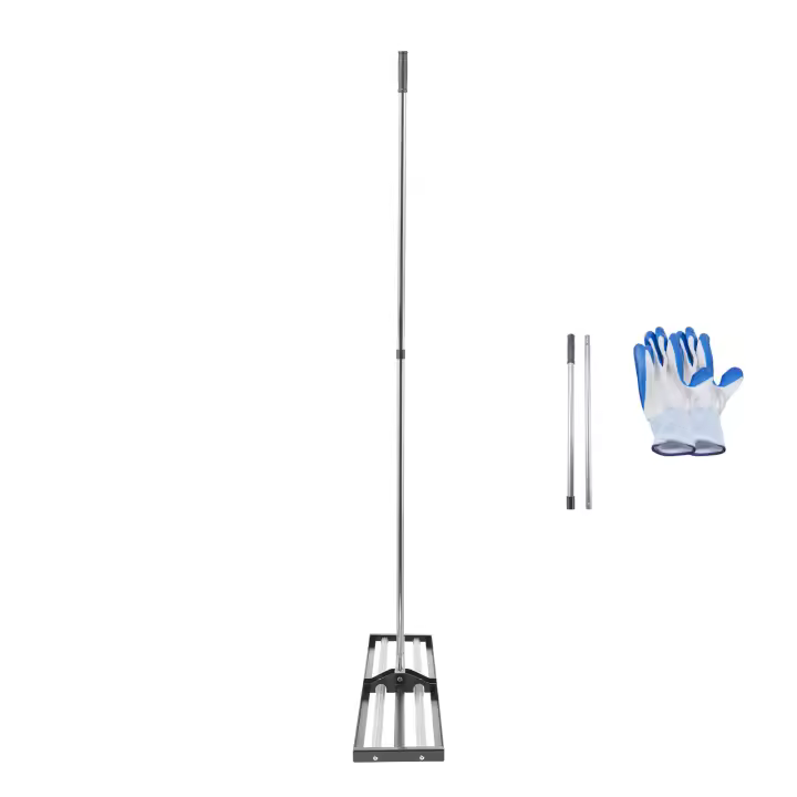 SucceBuy Rastrillo nivelador de césped con mango ajustable de 83,9 pulgadas, placa de tierra de 48x10 pulgadas, nivelador de suelo de Metal duradero, herramienta resistente al óxido - 1