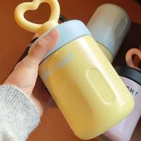 Bonita taza termo de 500ml de acero inoxidable para mantener el calor, taza con pajita con mango de amor y hielo, taza de café sellada con pajita para el hogar - details 5