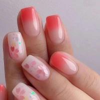24 Piezas de uñas artificiales rojas largas Completamente cubiertas Punta de gelatina - details 2