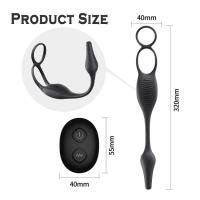 3 en 1 masajero de próstata vibrando anillo de polla enchufe anal con mini bala estimulador de la piel control remoto juguetes sexuales masculinos 18+ - details 4