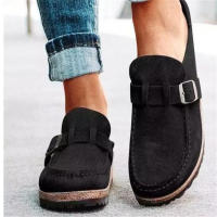 Zapatos Retro sin cordones para mujer, zuecos planos cómodos, informales, talla grande, verano, 2024 - details 3