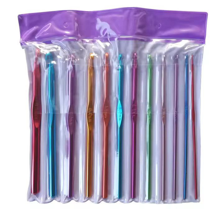 Ganchos de ganchillo de aluminio, agujas de coser, Kit de herramientas para tejer suéter, 1 paquete - 1