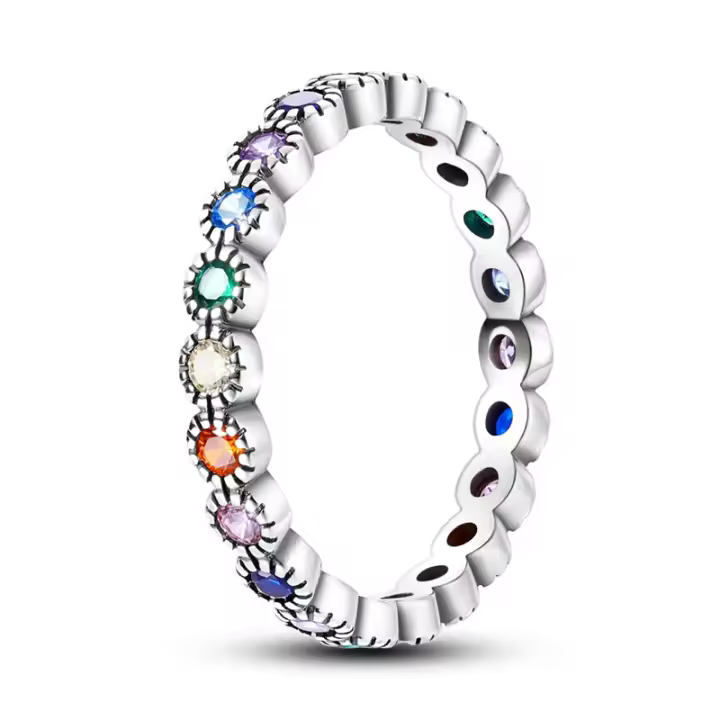 Anillos de Plata de Ley 925 para Mujer, sortija de cerccled colorida with shape de Luna y Estrella, joyería fina para Boda, compromiso, cumpleaños - 1