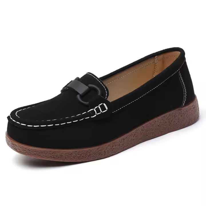 Zapatos Planos de Cuero Auténtico para Mujeres Mayores Suaves y Cómodos, Sin Cordones, Zapatos de Tela Suave para Primavera y Verano - 1