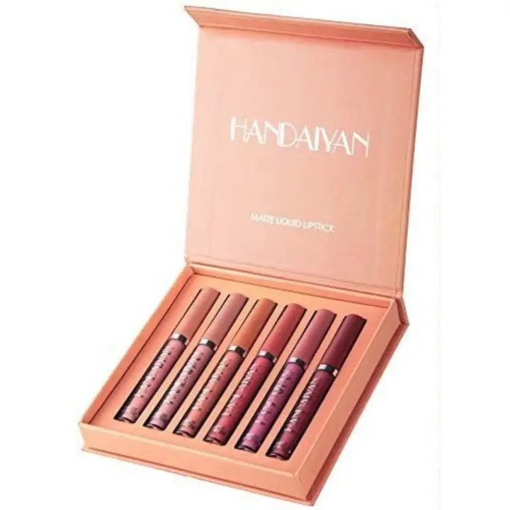 Pintalabios Líquido Permanente, 6 piezas, Mate, Larga duración, Rosa, Brillo, Barras de Labios, Maquillaje para Mujer, Regalo - 1