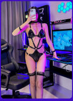 Monos de Cuero con Cadena Ajustable Lencería Sexy para Mujeres con Abierto entre piernas - details 5