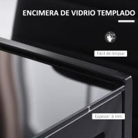 Mesa de Comedor de Cristal Mesa Rectangular para 4-6 Personas con Patas de Metal Multifuncional para Cocina Salón 120x60x75 cm Negro - details 3