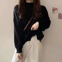 Suéter casual de cachemira de manga larga para mujer con diseño de jacquard retorcido con dobladillo irregular, estilo corto multifuncional de otoño - details 2