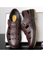 Sandalias de piel de vaca huecas de verano, sandalias ligeras transpirables para hombre, sandalias para exteriores, zapatos de playa cómodos informales de viaje para hombre de gran tamaño - details 9